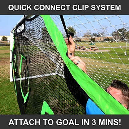 QuickPlay Target Net - Soccer Goal Target Nets with 7 Pockets for Shooting Accuracy - Fits Rigid Goals in Multiple Sizes - Soccer Trainer for Backyard, Training Equipment | Soccer Frame Not Included - style: Target Net PRO 24x8'
