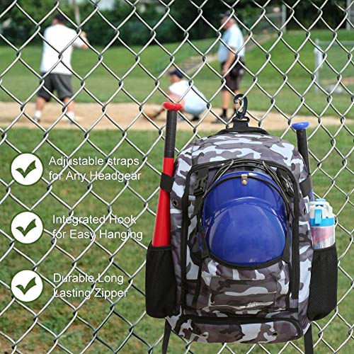 ZOEA Baseball Bat Bag Backpack, T-Ball & Softball Equipment & Gear for Youth and Adults, Large Capacity Holds 4 Bats, Helmet, Gloves, Cleats,Shoes Compartment & Helmet Holder