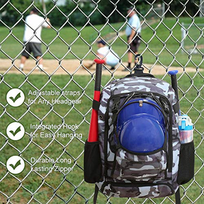 ZOEA Baseball Bat Bag Backpack, T-Ball & Softball Equipment & Gear for Youth and Adults, Large Capacity Holds 4 Bats, Helmet, Gloves, Cleats,Shoes Compartment & Helmet Holder