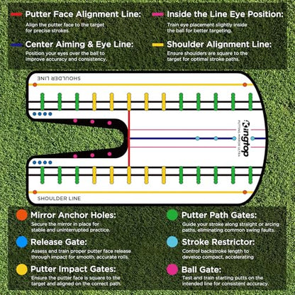 KINGTOP Golf Putting Mirror - Alignment Putting Training Aids for Consistency & Accuracy - Ideal for Indoor | Outdoor Practice, with Carry Bag and Golf Tees