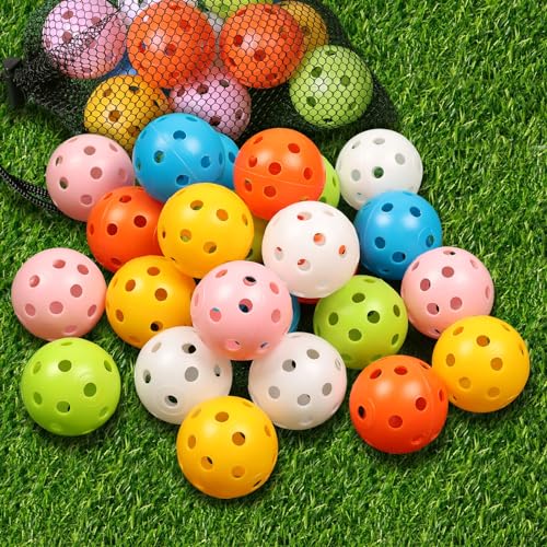 THIODOON Practice Golf Balls Limited Flight Golf Balls 40mm Hollow Plastic Golf Training Balls Colored Airflow Golf Balls for Swing Practice Driving Range Home Use Indoor