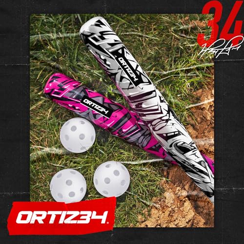 Ortiz34 Bat & Ball Set - Graffiti Plastic Bat & Ball Homerun Set- David Ortiz Backyard Baseball Set for Youth, Kids, Teenagers, Adults (Bat & Ball Set, Blue) - color: Blue/Purple, style: 2 Pack Bat & Ball Set