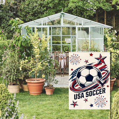 AVOIN colorlife Global USA Soccer Garden Flag 12x18 Inch Double Sided, America Game Day Sport Season Yard Outdoor Flag