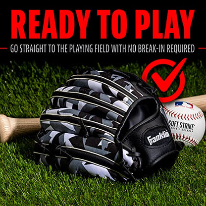 Franklin Sports Kids-Baseball Gloves - RTP Child's Tball Glove - Boys + Girls Teeball Mitt Set - Kids + Toddler - Right or Left Hand Throw - 9.5" - color: Black/White