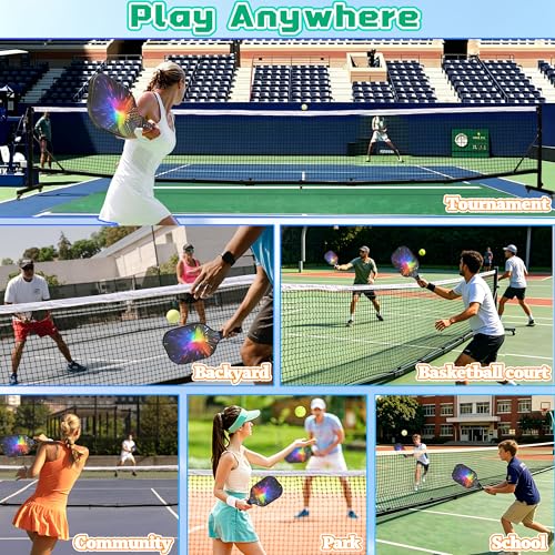 Portable Pickleball Net Set with Wheels, 22 FT Regulation Size Pickleball Net System with Hand Winch Anti-Sag, 2 Paddles, 4 Balls & Court Markers, Indoor/Outdoor Pickleball Equipment