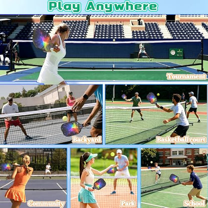Portable Pickleball Net Set with Wheels, 22 FT Regulation Size Pickleball Net System with Hand Winch Anti-Sag, 2 Paddles, 4 Balls & Court Markers, Indoor/Outdoor Pickleball Equipment