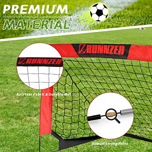 L RUNNZER Kids Soccer Goal, Pop Up Soccer Goal Net for Backyard, Set of 2 with Portable Carrying Case - color: Red, style: 3.3'x2.2', 2 Set
