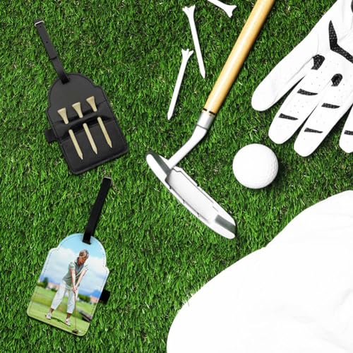 BAOZOON Sublimation Blank Golf Tee Holders with Golf Tees, Potable PU Leather Golf Ball Tag Storage Bag DIY Heat Transfer Golf Tee Pouch with Belt Clip