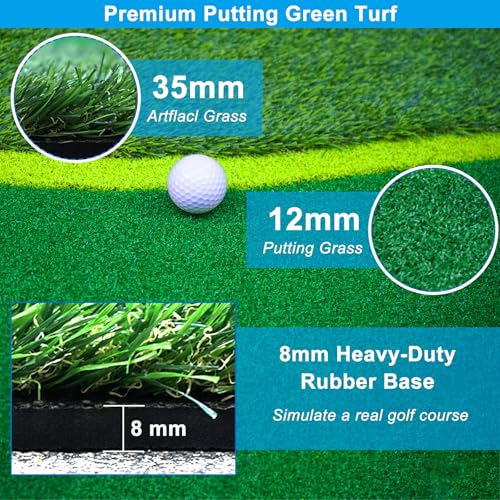 Golf Putting Green, Large Professional Golf Training Mat, Realistic Artificial Grass Turf,Golf Turf Mat with 3 Flags, Golf Game Kids, Putting Practice Green Mat for Indoor Outdoor - size: 5X10ft