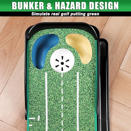 CHAMPKEY Professional Hazard Golf Putting Green Come with Golf Putting Gates and Putting Mirror - Progressive Slope Tech and Noise Reduction Tech Golf Putting Mat - style: LITE Version