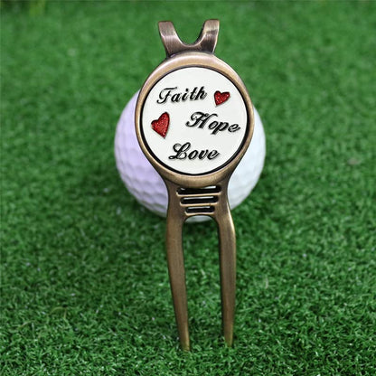 Golf Divot Repair Tool with Ball Marker, A Unique and Multi-Functional Golf Accessory, Nickel - color: red