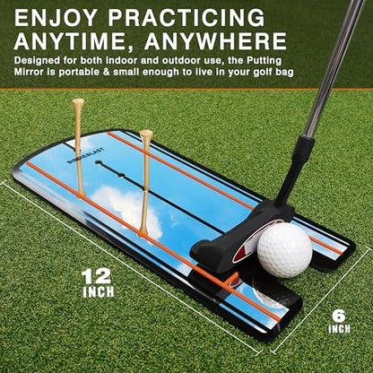 Golf Putting Mirror, Putting Mirror Training Aid for Golf with Putter Line,Golf Training Putters for Beginners - style: Not Includes 3 Gates