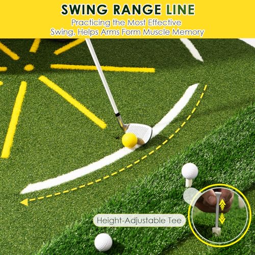Golf Simulator Cage, 10x8ft Golf Practice Hitting Net with Triple-Layer HD Screen, 5x4ft Golf Mat with Dual Turf for Indoor &Outdoor, Gifts for Men Dad & Golfers - size: 5x4ft (Elite Mat)