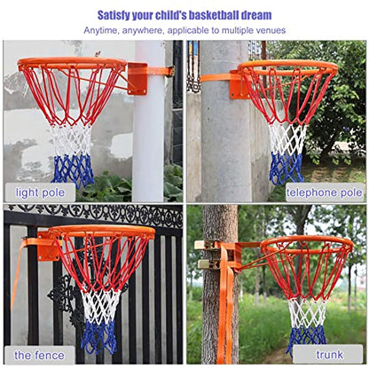 Adjustable Indoor/Outdoor Wall Mounted Basketball Hoop, Basketball Goal for Tree/Pole Hanging, Kids Adults Basketball Rim, Easy to Install - color: Punch-free Adult Models