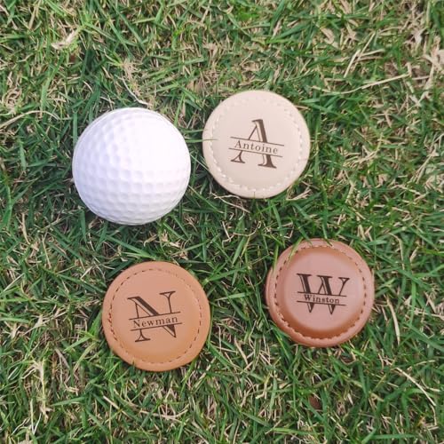 Personalized Golf Ball Markers, (Set of 2) Custom Magnetic Leather Golf Markers, Gift for Men Dad Husband - color: MZ