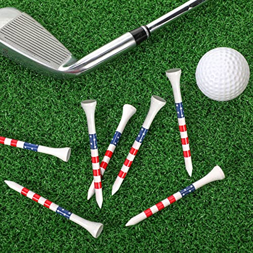 Mudder 600 Pcs Golf Tees USA American Flag Golf Tees Bulk Long Bamboo Red White and Blue Patriotic Tee for Men Women - size: 3-1/4", style: Chic