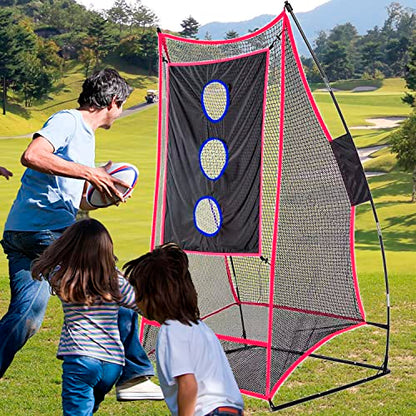Kapler Football Kicking Throwing Net - 6x3ft Portable Field Goal w/Detachable Target for Throw & Precision Kicks - Sideline Practice for Backyard Skill Improvement for Youth and Adults