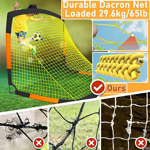 Happy Jump 7x5' & 5x3.6' Portable Soccer Goals for Kids Ages 6-14, Weatherproof Net and Steel Frame for Backyard Fun and Outdoor Training, Quick Setup and Sturdy for All Weather Conditions - style: Black Orange-5x3.6 FT