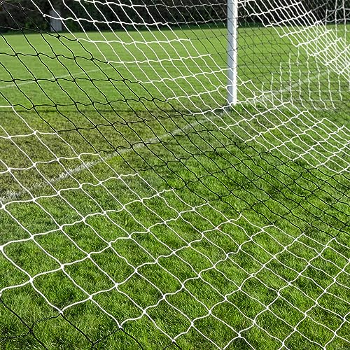 Forza White & Black Striped Soccer Goal Net - 24ft x 8ft Full Size Replacement Soccer Nets