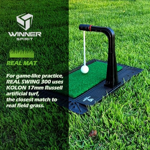 WINNER SPIRIT Real Swing 300 Golf Swing & Hitting Trainer, True Impact, Checking Path After Swing Practice Mat Groover Training Aid, Height Adjustable
