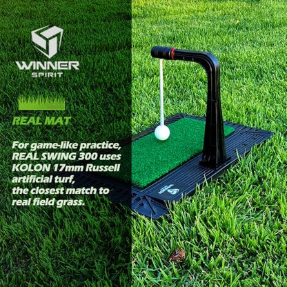WINNER SPIRIT Real Swing 300 Golf Swing & Hitting Trainer, True Impact, Checking Path After Swing Practice Mat Groover Training Aid, Height Adjustable