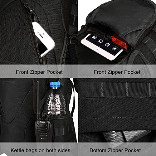 15L Motorcycle Backpack Tactical Bag Rucksacks for Outdoor Camping Trekking Hunting with Patch - color: Black