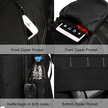 15L Motorcycle Backpack Tactical Bag Rucksacks for Outdoor Camping Trekking Hunting with Patch - color: Black