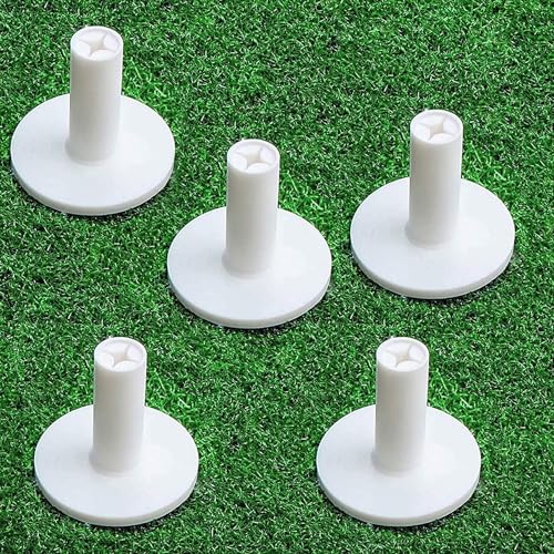 FINGER TEN Golf Rubber Tee Driving Range Value 5 Pack for Indoor Outdoor Practice Mat, Tee Adaptor Size 1.5’’ 2.0’’White Black Tee Holder Set for Hitting Mats - style: Pure White 5 Pack All 1.5''
