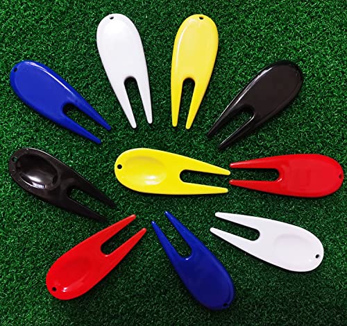 Adhere Golf Divot Repair Tools Plastic Golf Pitchforks 10/20pcs 5 Colours Mix Pack