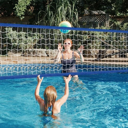Replacement Pool Volleyball Net Adjustable Length 15ft - 25ft, Portable Volleyball Net for Outdoor Backyard Swimming Pool Beach - color: blue
