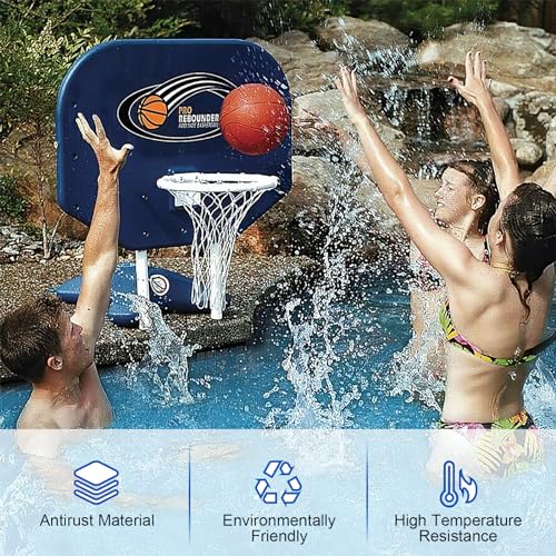 Pool Basketball Rim Replacement for Poolmaster Splashback, Pool Basketball Hoop Rebounder Game Outdoor, PVC Replacement Basketball Backboard White Ring for Poolside