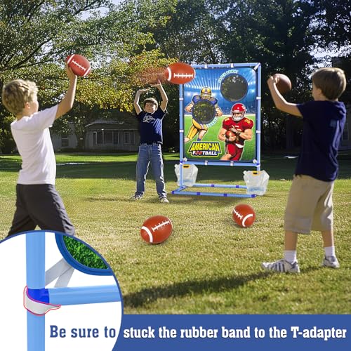 Polkoliye Football Toss Game with 4 Inflatable Balls, Indoor/Outdoor Football Throwing Target Toy for Kids Ages 4-7 8-12- Perfect Christmas Birthday Gifts for 4 5 6 7 8 9 10 11 12 Year Old Boys Girls