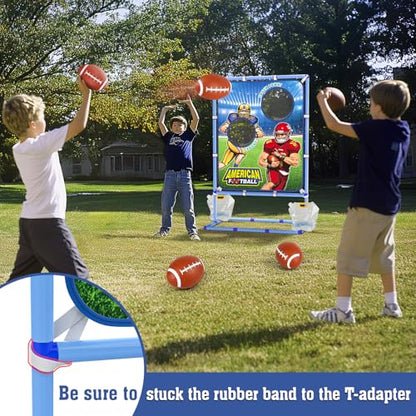 Polkoliye Football Toss Game with 4 Inflatable Balls, Indoor/Outdoor Football Throwing Target Toy for Kids Ages 4-7 8-12- Perfect Christmas Birthday Gifts for 4 5 6 7 8 9 10 11 12 Year Old Boys Girls