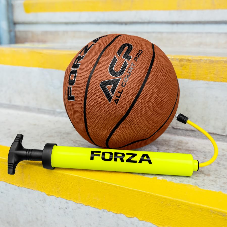 FORZA Pump that Ball™ | Ball Pump & Needle – Hand Pump for Sports Ball Inflation, Extendable Nozzle, Needle Adapter Included, Compact Portable Pump for Soccer Basketball Volleyball Football Equipment