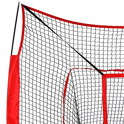 7' x 7' Baseball Softball Hitting & Pitching Practice Net Batting Pitching Training Aid Net w/Carry Bag, Strike Zone and Metal Bow Frame, Baseball Throwing Net for All Levels