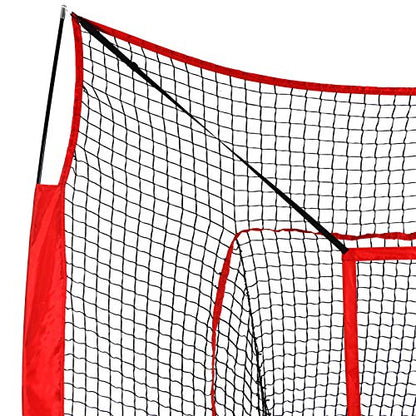 7' x 7' Baseball Softball Hitting & Pitching Practice Net Batting Pitching Training Aid Net w/Carry Bag, Strike Zone and Metal Bow Frame, Baseball Throwing Net for All Levels