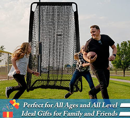 3x6FT Football Net with Throwing Target Strike Zone for Kicking Punting and QB Accuracy Training Portable Football Practice Equipment with Steel Base and Carry Bag - size: 40X80X40IN