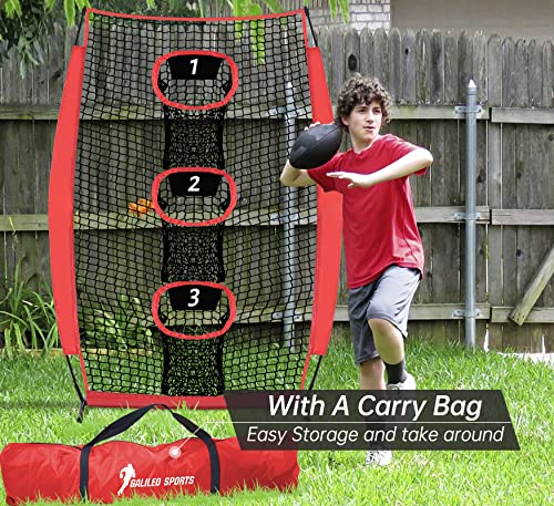 Gagalileo Football Throwing Net: Practice Accuracy Youth Trainer Quarterback Outdoor Backyard Players with Durable Fiberglass Poles Polyester Mesh