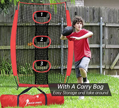 Gagalileo Football Throwing Net: Practice Accuracy Youth Trainer Quarterback Outdoor Backyard Players with Durable Fiberglass Poles Polyester Mesh