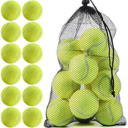 INSUM Bulk Tennis Balls for Beginner – 12 Pack High Elasticity Practice Tennis Balls with Mesh Bag, Suit for Pet Dog Training, Fetching - color: Yellow-N