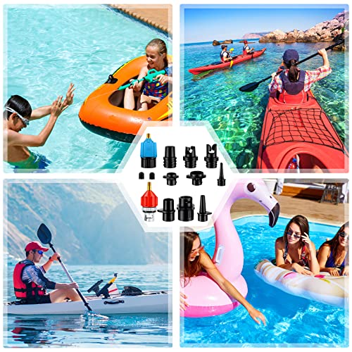 Treela Inflatable Air Pump Adaptor Compatible with SUP Inflatable Car Air Compressor Valve Adaptor with 9 Valve Nozzle for Paddle Board Boat