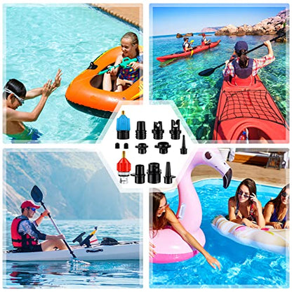 Treela Inflatable Air Pump Adaptor Compatible with SUP Inflatable Car Air Compressor Valve Adaptor with 9 Valve Nozzle for Paddle Board Boat