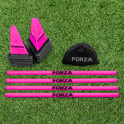 FORZA Cone & Hurdle Training Sets | Improve Your Speed & Agility Skills - Available in 3 Styles and 8 Colors - color: Pink, style: Pro Tri Cone