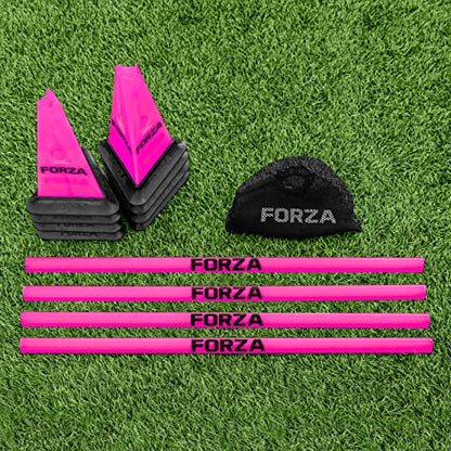 FORZA Cone & Hurdle Training Sets | Improve Your Speed & Agility Skills - Available in 3 Styles and 8 Colors - color: Pink, style: Pro Tri Cone