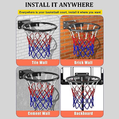 Basketball Rim Replacement Outdoor Hoop Double Spring Breakaway - 18in, Black - Includes Basketball Net and Hoop Goal - Easy Install and Durable