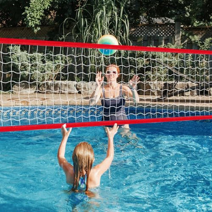 Replacement Pool Volleyball Net Adjustable Length 15ft - 25ft, Portable Volleyball Net for Outdoor Backyard Swimming Pool Beach - color: red