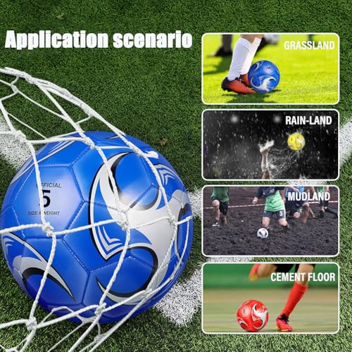 6 Pack Size 5/4/3 Soccer Balls for Training & Matches – Official Size & Weight, Includes Carry Net, Needles, Air Pump – Ideal for Youth and Adult Players - size: Size 3