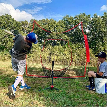 7' x 7' Baseball Net Set with Travel Tee, 3 Weighted Balls & Strike Zone for Hitting, Pitching, Batting & Fielding Training | Collapsible Portable Training Net for Indoor & Outdoor