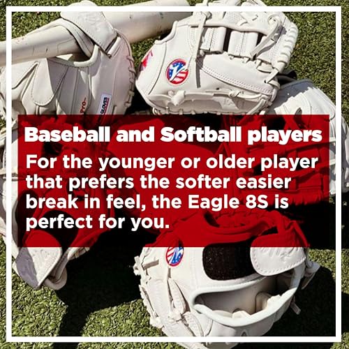 Valle Eagle 8S Strap-Back Small Pocket 8” Baseball Training Glove - Infield Soft Leather Mitt for Fielding - Practice Gear, Softball Trainer, Sports Essentials - Right or Left Hand Throw