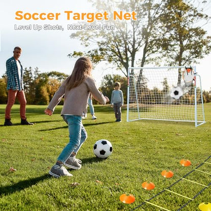 Soccer Goal 12x6,10x6.5, 8x6, 6x4FT Soccer Goals for Backyard Metal Soccer Goals for Kids Youth Adults Large Outdoor 2" Steel Soccer Goal Post Frame with Soccer Net Target Net Portable Agility Ladder - style: 6×4 FT